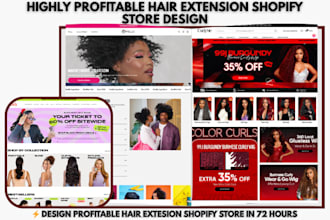 design hair extension shopify hair wig stylist store hair beauty salon website