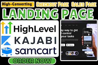 design kajabi landing page samcart sales page gohighlevel checkout page