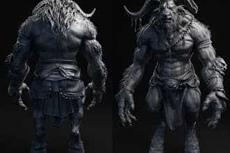 sculpt a 3d orc character,3d creature model, dnd sculpture model,vrm,3d printing