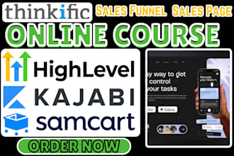 build sales funnel in samcart kajabi online course thinkific sales gohighlevel