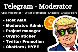 do telegram community manager, promotion,  discord moderator for crypto website