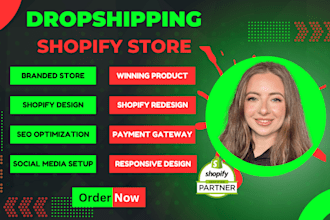 shopify store design, shopify dropshipping store, design redesign shopify store