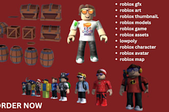 do custom 3d roblox thumbnails, gfx, art,models 3d assets for your rublox  game