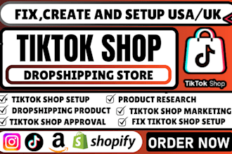 create UK, USA tiktok shop fix tik tok shop setup facebook shop instagram shop