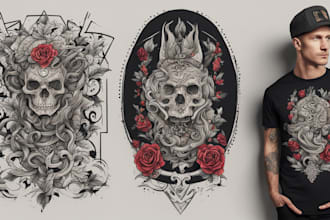 do t shirt design with traditional tattoo in my style