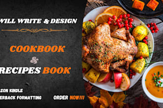 write quality cookbook design, cookbook recipe book, ebook, cookbook formatting