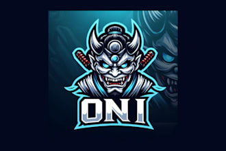 do awesome oni mask esports mascot logo with vector file
