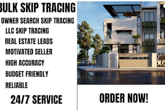 do real estate skip tracing,owner information ,llc information,lead generation