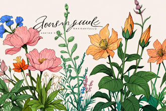 draw botanical illustrations of flowers, plants, fruits