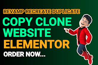 design, redesign, clone, copy, wix, shopify to wordpress with elementor pro