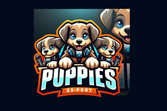 do modern puppies esports mascot logo with vector file