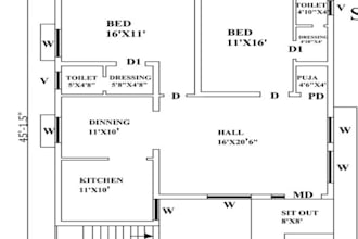 design 2d floor plan, house plan, architectural drawing and elevation in autocad