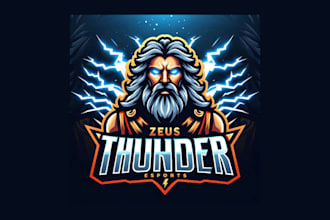 do outstanding zeus thunder esport mascot logo with express