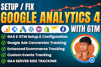 setup google analytics, ga4, tag manager, ecommerce ads conversion tracking