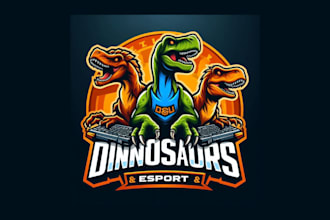 design dinosaurs esports mascot logo with unlimited revision