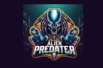 do modern alien predator esports mascot logo with any file