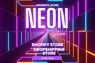 design profitable neon website neon logo neon shopify store dropshipping