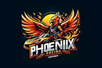 do phoenix racing esports mascot logo with vector file