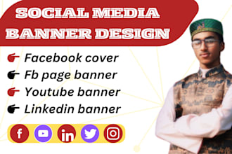 design facebook cover, youtube, all social media banner and web banners