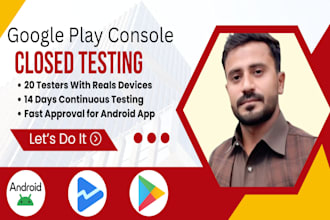 do closed testing with 20 testers for google play console