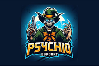 do creative psycho esport mascot logo with super color