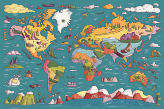 create vector map illustration hand drawn