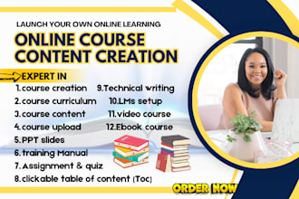 write and structure online course content curriculum, video course, course ebook
