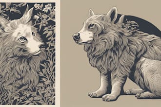 illustrate animal or botanical linocut