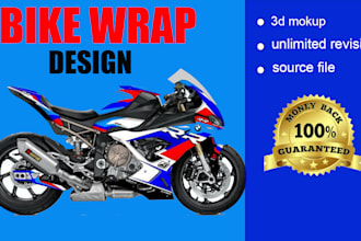 do a professional, bikewrap,motorcycle,street bike wrap, car wrap, vehicle wrap