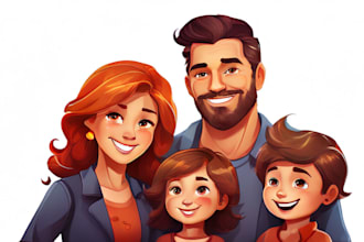draw a vector art family portrait