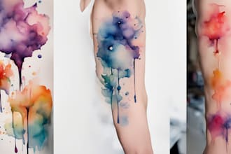 create a watercolor tattoo design