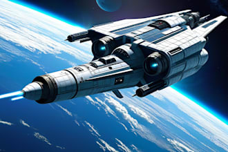 make best sci fi art spaceship or any design for you