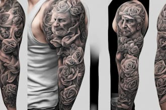 create custom realistic tattoo design, tattoo sleeve