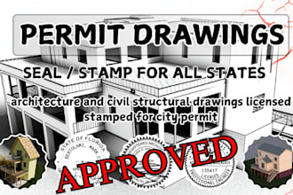 do architectural stamp, structural stamp, set of drawings for city permit