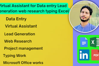be virtual assistant for data entry lead generation web research typing excel
