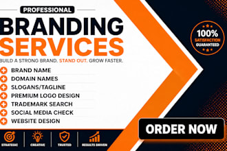 create catchy business name, logo design, slogan and web design for your brand