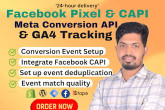 setup facebook pixel, capi, meta conversion API, ga4 ecommerce tracking with GTM