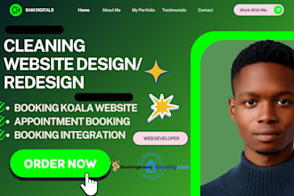 build cleaning service website, house, office cleaning, booking koala website