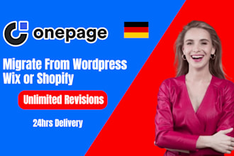 migrate your website from wordpress wix to onepage shopify to onepage io