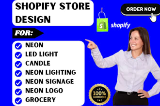 design neon led light candle lighting signage logo grocery shopify store website
