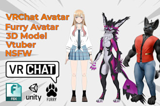 design custom 3d furry avatar 3d vtuber model anime vrc model erotic anime
