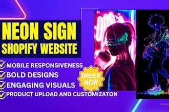 design custom neon sign shopify website neon logo pop art neon shopify store
