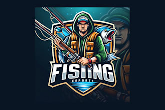 do unique fishing esports mascot logo with new concepts
