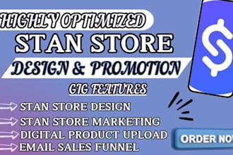 set up stan store design, stan store marketing and digital products sales funnel