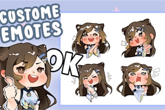 draw cute custom chibi emotes or badges for twitch, discord, vtuber