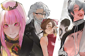 draw anime illustration, fanart, vtuber, oc, and couple