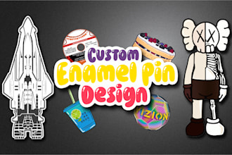 draw unique cartoon vector enamel pin design illustration for sticker