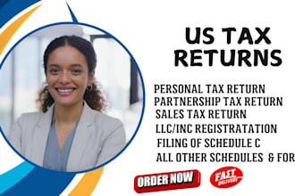prepare 1040, 1065, 1120, and 1120s, US tax returns, tax return, llc tax returns