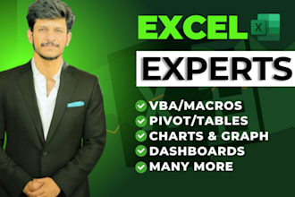create excel dashboards, charts, pivot tables and analytics