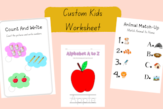 create custom kids worksheet